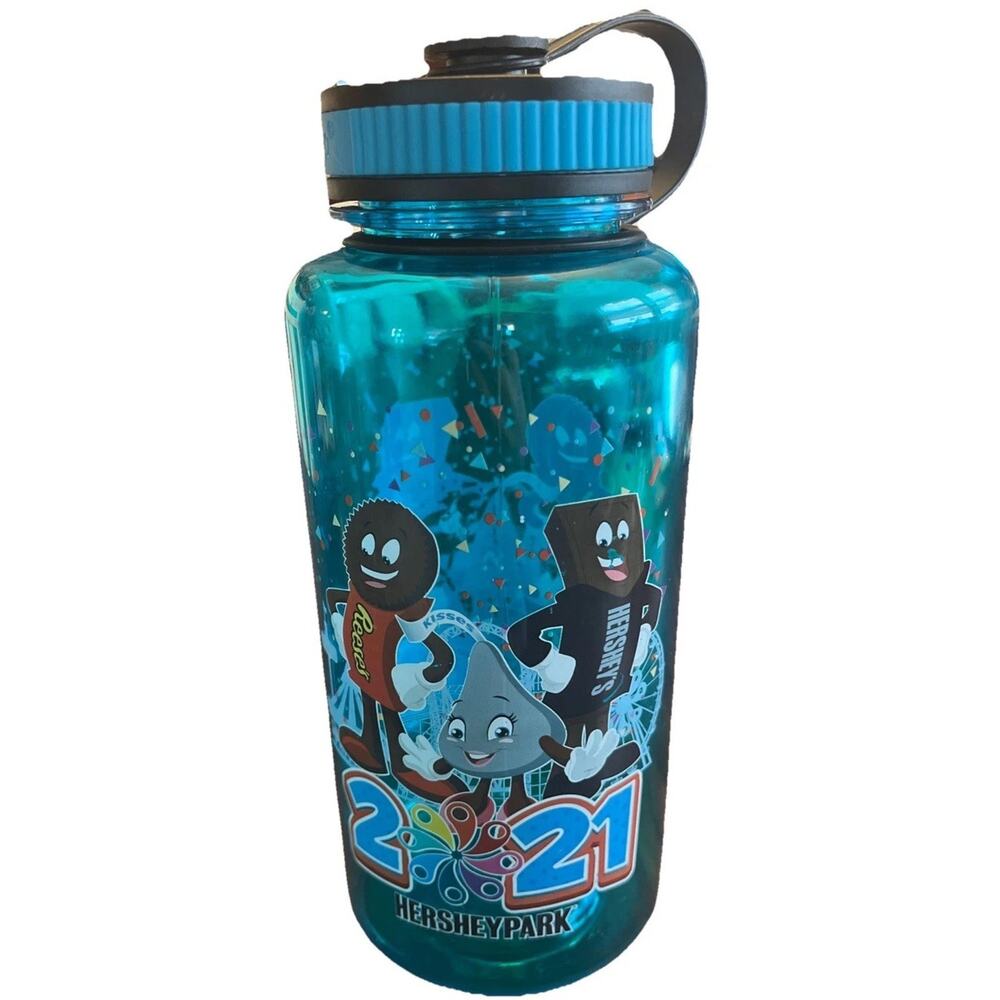 Hersheypark 2021 h2go 32 Oz Teal Water Bottle Characters Hydration Travel Fun